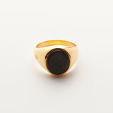 Gold Signet Ring - Obsidian