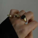 Gold Signet Ring - Onyx