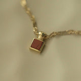 Gold Singapore Necklace Red Jasper