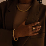 Gold Signet Ring - Green Jasper