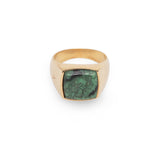 Gold Signet Ring - Green Jasper