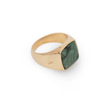 Gold Signet Ring - Green Jasper