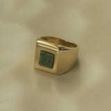 Gold Signet - Green Jasper