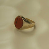 Gold Signet Ring - Red Jasper