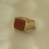 Gold Signet Ring - Red Jasper