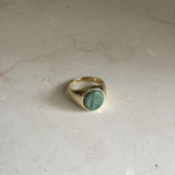 Gold Signet Ring - Green Jasper