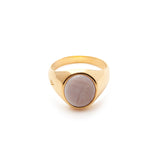 Gold Signet Ring - Pink Opal