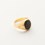 Gold Signet Ring - Obsidian