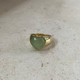 Gold Signet Ring - Aqua Agate