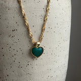 Gold Singapore Necklace Green Agate