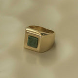 Gold Signet Ring - Green Jasper