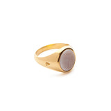 Gold Signet Ring - Pink Opal